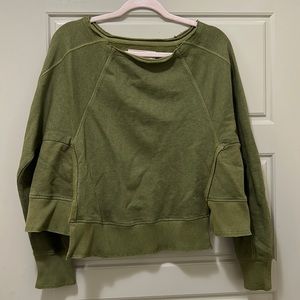 Free People Green Cropped Sweatshirt